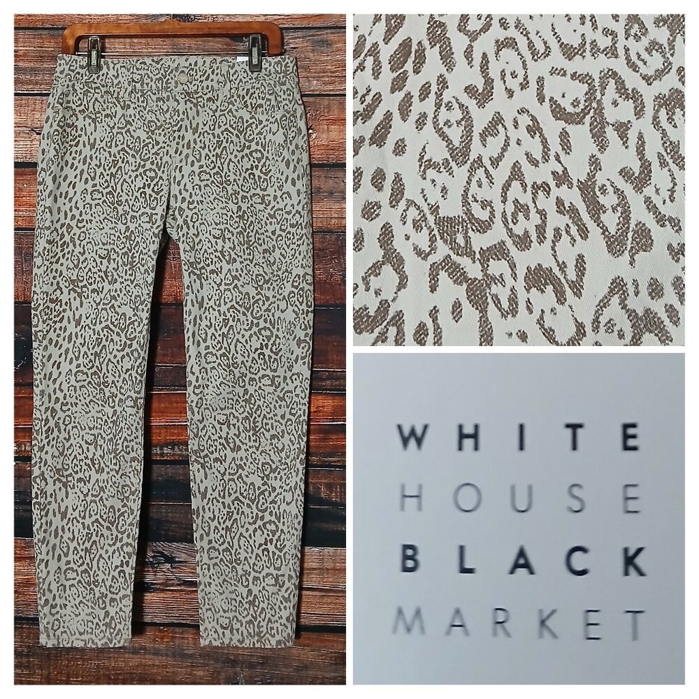 NWT White House Black Market Pants 6 Skinny Ankle Crop Leopard